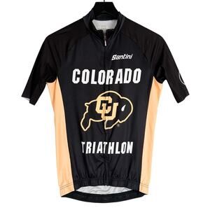Santini Cycling Jersey Full Zip Colorado University Triathlon Buffs Black - M